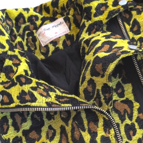 TODAY ONLY! Free People Femme Fatale Moto Style Jacket, Yellow Leopard Print, XS - Picture 13 of 16